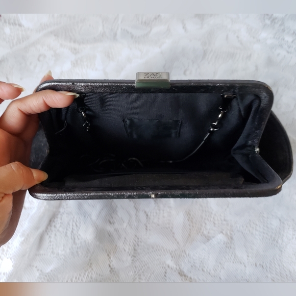 Zac Posen Metallic Gray Textured Crossbody Bag/Clutch. - Picture 8 of 14